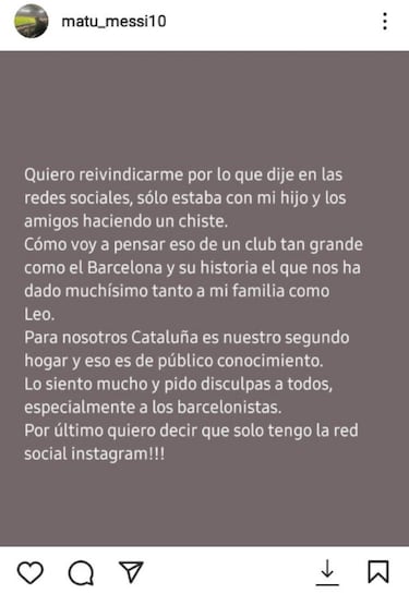El hermano de Messi pide perd¨®n