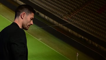 Xavi Alonso, en la conferencia de prensa tras caer ante el Bayern de Múnich.