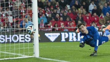 Courtois, durante el partido de San Mamés.