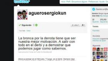 Agüero: "Esta bronca tiene que ser nuestra motivación"