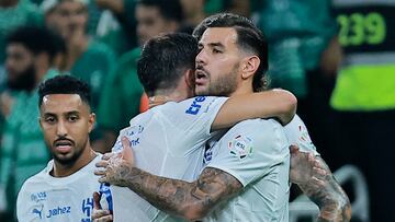 Soccer Football - Saudi Pro League - Al Ahli v Al Hilal - King Abdullah Sports City, Jeddah, Saudi Arabia - September 19, 2025
Al Hilal's Theo Hernandez celebrates scoring their first goal REUTERS/Stringer