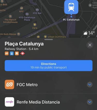 Apple Maps integra los transportes públicos de Barcelona en tiempo real
