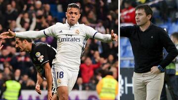 Mariano D&iacute;az, delantero del Real Madrid, y Asier Garitano, entrenador del Legan&eacute;s.