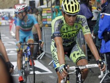 Alberto Contador tras acabar la etapa.