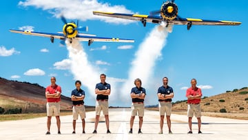 Wehberg, Benito, Masurel, Rey, Balcells y Fantoba, integrantes del equipo español de vuelo acrobático para el Mundial de 2022.