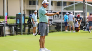 Apr 3, 2024; Miami, Florida, USA; Phil Mickelson works on a putting green during during a LIV Golf Miami practice round at Trump National Doral. Mandatory Credit: Sam Navarro-USA TODAY Sports