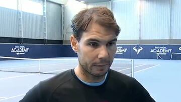 Rafa Nadal valora en su academia los enfrentamientos de Copa Davis de España.