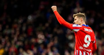 5-0. Alexander Sorloth celebra el quinto gol que marca en el minuto 85 de encuentro.