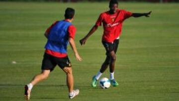 Thomas Partey, en un entrenamiento con el Mallorca.