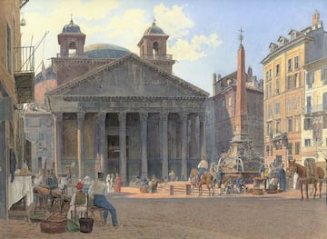 El Panteon de Roma, 1836 (con las torres de cuando era iglesia, hoy desaparecidas), Jakob Alt.