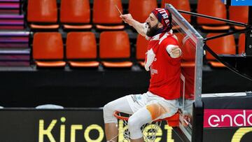 Tornike Shengelia, durante la celebraci&oacute;n del t&iacute;tulo del Kirolbet Baskonia