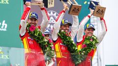 Molina, junto a Fuoco y Nielsen en el podio de Le Mans.