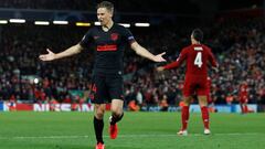 Llorente, en el Liverpool-Atleti de Anfield.