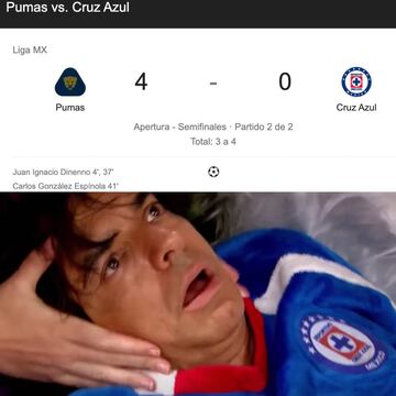 Los memes de la semifinal entre Pumas y Cruz Azul