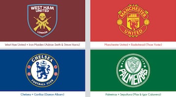 Los escudos de los equipos de fútbol al "estilo rock"