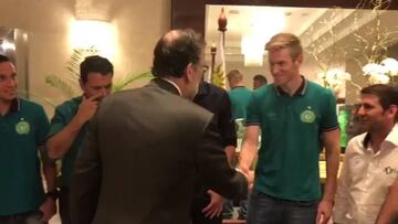 Mariano Rajoy visitó a los jugadores de la Chapecoense