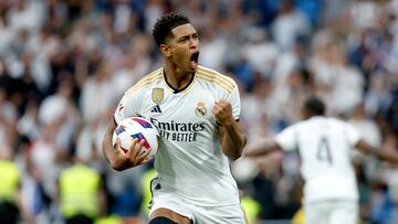 El jugador del Real Madrid, Bellingham, celebra con rabia el 1-1 de Joselu al Getafe.