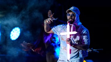 SEVILLE ANDALUSIA, SPAIN - JULY 06: Puerto Rican singer, Anuel AA, on stage at the Puro Latino Fest Sevilla 2024, on July 5, 2024 in Seville (Andalusia, Spain). The new edition of Puro Latino Sevilla Fest, will be held on July 4, 5 and 6 in the Andalusian capital. (Photo By Joaquin Corchero/Europa Press via Getty Images)