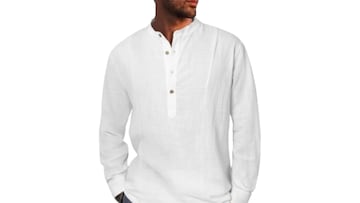 Camisa de lino y algod¨®n para hombre que absorbe el sudor y que puedes encontrar en Amazon.