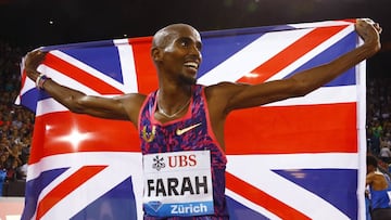 Mo Farah, tras vencer en su última carrera en pista.