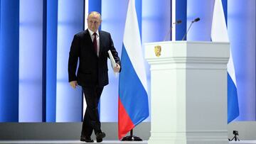 FILE PHOTO: Russian President Vladimir Putin delivers his annual address to the Federal Assembly in Moscow, Russia February 21, 2023. Sputnik/Ramil Sitdikov/Kremlin via REUTERS ATTENTION EDITORS - THIS IMAGE WAS PROVIDED BY A THIRD PARTY./File Photo