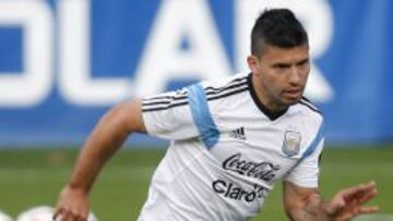 Agüero, durante un entrenamiento de recuperación.