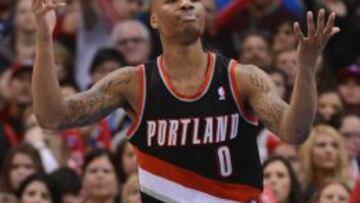 Damian Lillard, Rookie del A&ntilde;o, durante un partido esta temporada.