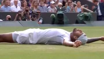 La celebración de Kyrgios tras su victoria más importante