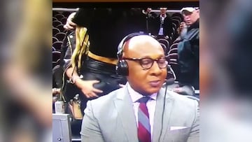 Video-bombing: Commentator on the end of 'cheeky' effort