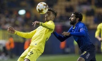 Darío Poveda, en un Villarreal-Maccabi Tel Aviv de Europa League de la 17-18.