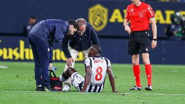 23/02/25 PARTIDO SEGUNDA DIVISION CADIZ - CASTELLON LESION DE KENNETH MAMAH