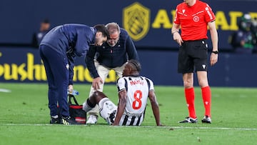 23/02/25 PARTIDO SEGUNDA DIVISION CADIZ - CASTELLON LESION DE KENNETH MAMAH