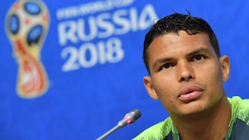 Thiago Silva en rueda de prensa.