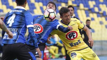 Futbol, Universidad de Concepcion vs Huachipato.
 Acci&oacute;n  durante el partido de primera division disputado en el estadio Bicentenario Ester Roa de Concepcion, Chile.
 15/10/2017
 Dragomir Yankovic/Photosport*****
 
 Football, Universidad de Concepc