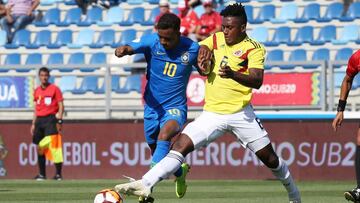 Rodrygo no pudo hacerle daño a Colombia en su estreno en el Sudamericano Sub-20.