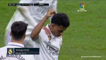 La celebración para la historia del Caso Vinicius que Rodrygo ‘Goles’ regaló al Bernabéu en el 2-1