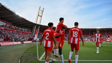 El Almería celebra un tanto.