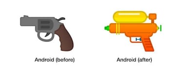 Cambio radical Emoji: Google modifica el revólver por una pistola de agua