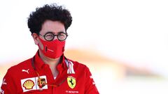 BARCELONA, SPAIN - AUGUST 15: Scuderia Ferrari Team Principal Mattia Binotto walks in the Paddock before final practice for the F1 Grand Prix of Spain at Circuit de Barcelona-Catalunya on August 15, 2020 in Barcelona, Spain. (Photo by Mark Thompson/Getty Images)