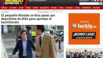 EN EL MUNDO DEPORTIVO. Muchos medios digitales se hicieron eco de la noticia publicada por AS sobre el &#039;peque&ntilde;o Nicol&aacute;s1.