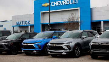 2025 Chevrolet Blazer SUVs are displayed at a Chevrolet dealership in Redford Township, Michigan, U.S., March 27, 2025.     REUTERS /Rebecca Cook