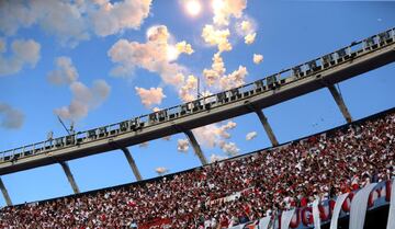 Soccer Football - River Plate v Boca Juniors - Argentine First Division - Antonio V. Liberti stadium, Buenos Aires, Argentina - November 5, 2017 - Fireworks explode as River Plate's fans cheer.