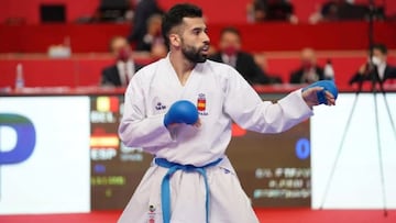 El karateka espa&ntilde;ol de kumite Ra&uacute;l Cuerva, durante una competici&oacute;n.