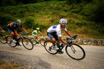 Nairo Quintana y Alejandro Valverde durante la etapa de hoy.