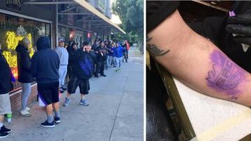Colas para hacerse el nuevo tatuaje de Sacramento Kings.