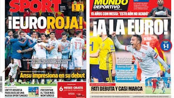 La Euro-Roja, en las portadas catalanas
