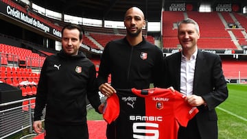 Steven N&#039;Zonzi, news players, Olivier Letang, sport director and Julien Stephan head coach of Rennes during the Presentation of the new players of Rennes on 3rd February 2020
 Photo : Icon Sport