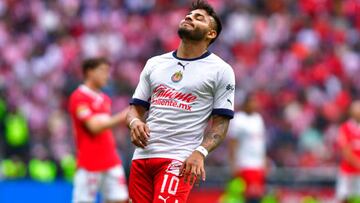 TOLUCA, MEXICO - SEPTEMBER 04: Alexis Vega of Chivas reacts during the 12th round match between Toluca and Chivas as part of the Torneo Apertura 2022 Liga MX at Nemesio Diez Stadium on September 4, 2022 in Toluca, Mexico. (Photo by Jaime Lopez/Jam Media/Getty Images)
