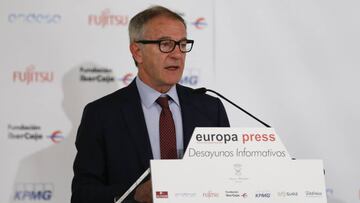 El ministro de Cultura y Deporte José Guirao interviene durante los Desayunos Informativos de Europa Press.