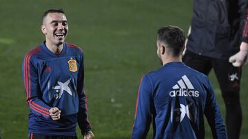 El delantero del Celta de Vigo y de la Selección, Iago Aspas, durante un entrenamiento.